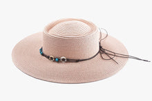 Load image into Gallery viewer, HAT2331 Brianna Wide Brim Boater Hat w/ Beaded Trim: Natural
