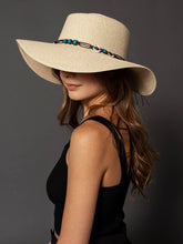 Load image into Gallery viewer, HAT2331 Brianna Wide Brim Boater Hat w/ Beaded Trim: Natural
