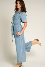 Load image into Gallery viewer, Short Sleeve Denim Tencel Jumpsuit: DENIM / M
