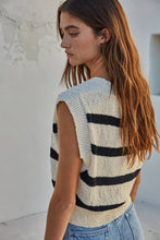 Load image into Gallery viewer, W1497 | Knit Sweater V-Neck Sleeveless Vest Top: S / Cream Black
