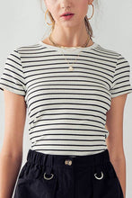 Load image into Gallery viewer, Runaway Paris- JADE SHORT SLEEVE STRIPE RIB TOP
