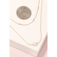 Load image into Gallery viewer, Pearly Bead Charm Layered Chain Necklace: G
