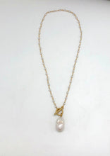 Load image into Gallery viewer, Necklace Baroque Pearl w/Glass Rosary Chain 18
 Alloy Pl.Gl
