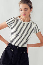 Load image into Gallery viewer, Runaway Paris- JADE SHORT SLEEVE STRIPE RIB TOP
