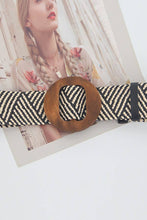 Load image into Gallery viewer, 49512BXH- Woven Straw Wooden Buckle Belt: STRIPE / ONE SIZE
