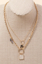 Load image into Gallery viewer, Chain Layered Stone Charm Necklace: CR
