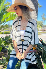 Load image into Gallery viewer, Ivory Stripe Print Knitted Kimono Cardigan Cover Up: One Size / Ivory
