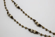 Load image into Gallery viewer, Necklace Long Vintage Gold Hematite Circle Glass Drop
