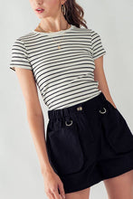 Load image into Gallery viewer, Runaway Paris- JADE SHORT SLEEVE STRIPE RIB TOP
