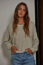 Load image into Gallery viewer, CALLIOPE STRIPED TOP: Medium / Ivory Black
