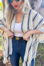 Load image into Gallery viewer, Multi Stripe Textured Knitted Kimono Cardigan: Free / Multi
