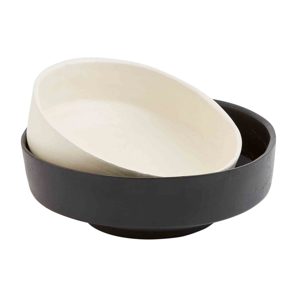 Mud Pie- Black White Paper Mache Bowls