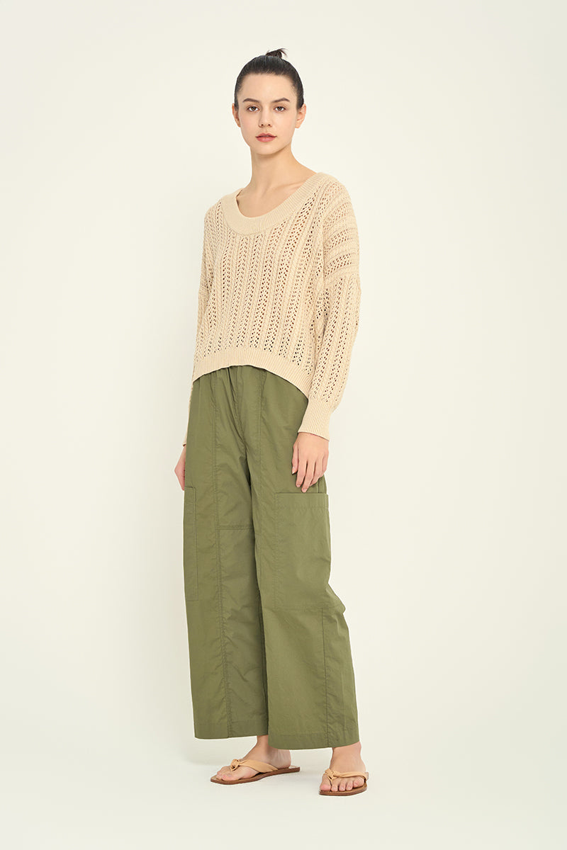 Grade & Gather- Loose Fit Summer Sweater Top- Ecru