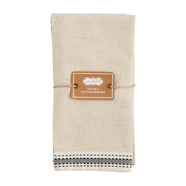 Mudpie GRAY STRIPE NAPKIN SET