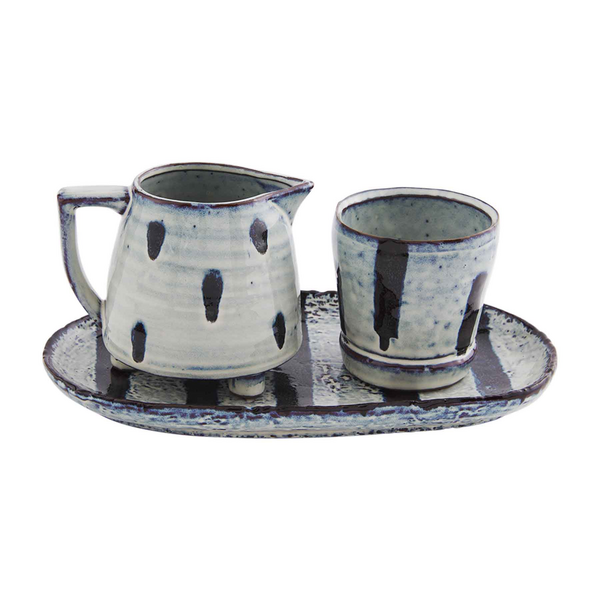 Mudpie Black Reactive Cream and Sugar Set