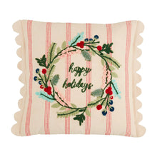 Load image into Gallery viewer, Mudpie Striped Embroidered Holiday/Christmas Pillows
