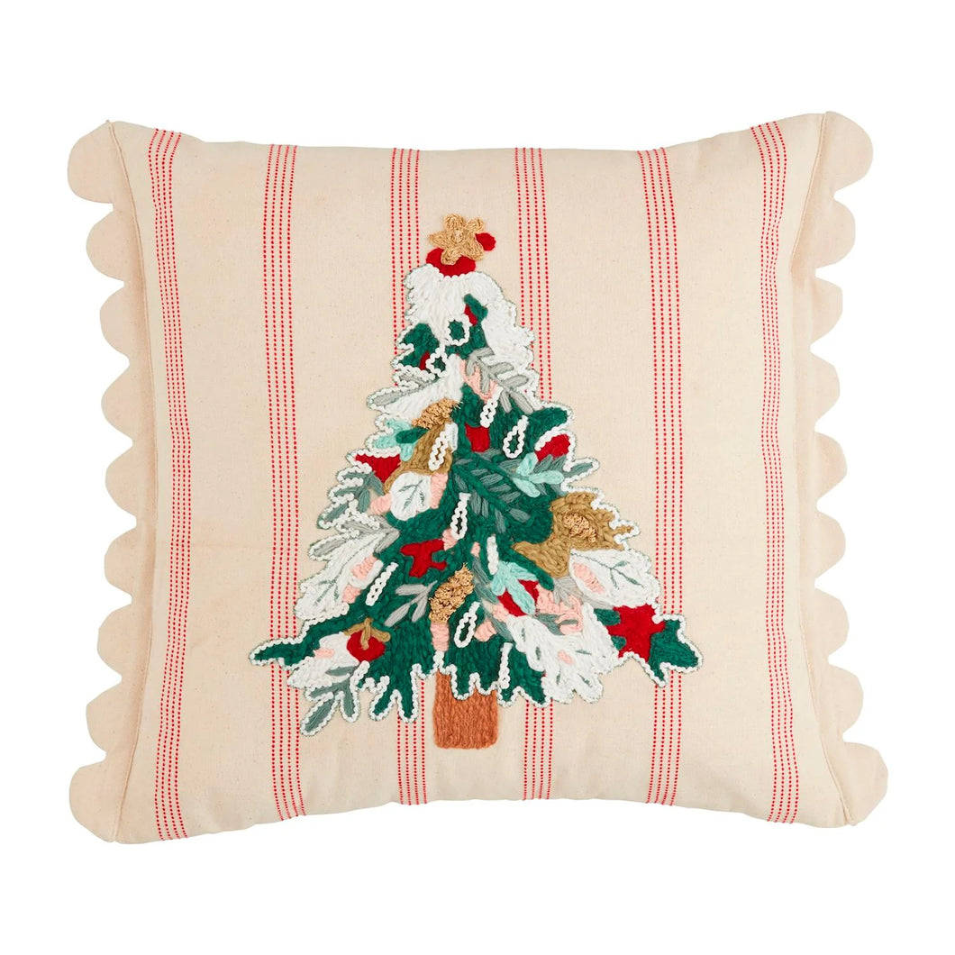 Mudpie Striped Embroidered Holiday/Christmas Pillows