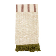 Load image into Gallery viewer, Mudpie Green/Mustard/Orange Fringe Towel Set
