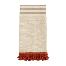 Load image into Gallery viewer, Mudpie Green/Mustard/Orange Fringe Towel Set
