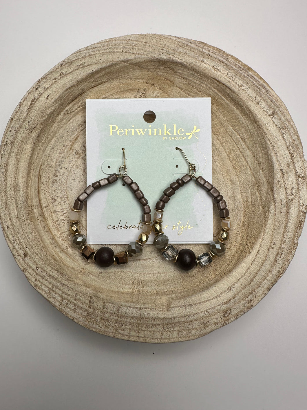Periwinkle- Beaded Oval Loop Earrings