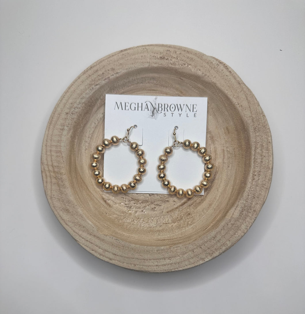 Meghan Browne- Gold beaded hoop earrings