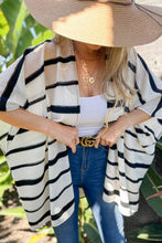 Load image into Gallery viewer, Ivory Stripe Print Knitted Kimono Cardigan Cover Up: One Size / Ivory
