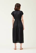 Load image into Gallery viewer, 60189 - RUFFLE SATIN MIDI DRESS: SMALL / Contemporary / Black
