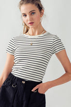 Load image into Gallery viewer, Runaway Paris- JADE SHORT SLEEVE STRIPE RIB TOP
