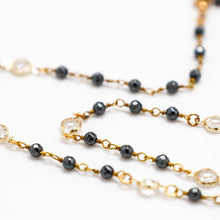 Load image into Gallery viewer, Necklace Hematite Gold Copper Chain w/Gold Bevelled Glass18”
