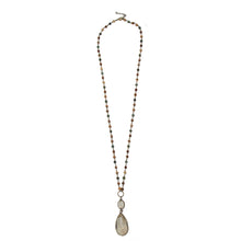 Load image into Gallery viewer, Necklace Long Jasper Multi Chain Antique Gold Glass Teardrop
