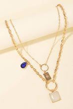 Load image into Gallery viewer, Chain Layered Stone Charm Necklace: CR
